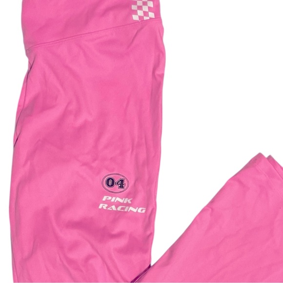 EUC Victoria’s Secret PINK Hot Pink Flare Racer Leggings Large - Picture 3 of 7